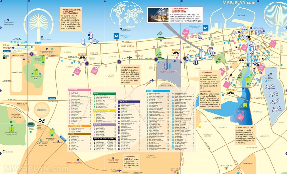 Mapa de lugares de interés de Dubai