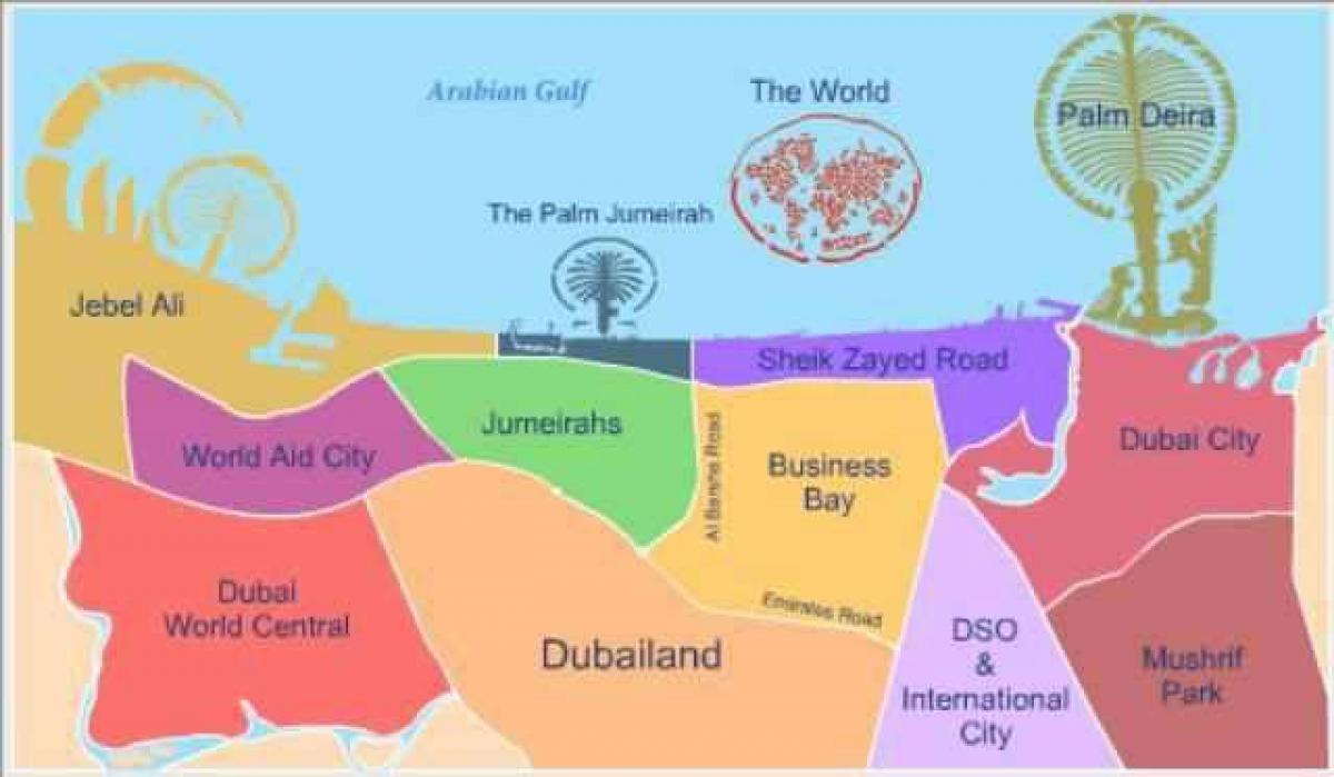 Mapa de los barrios de Dubai